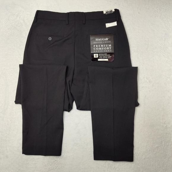 Haggar Premium Comfort Dress Pants Mens 33x32 Black Slim Stretch Wrinkle Free - Picture 6 of 12